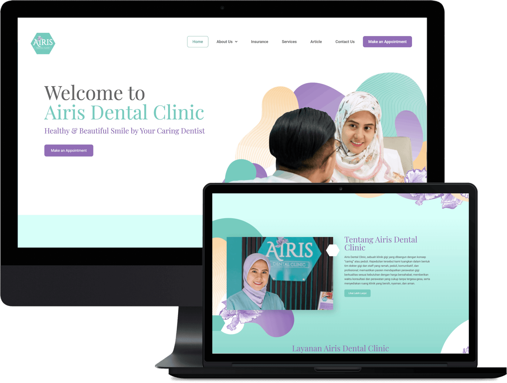 Airis Dental Clinic website homepage designed and developed by SAB Digital Marketing Agency