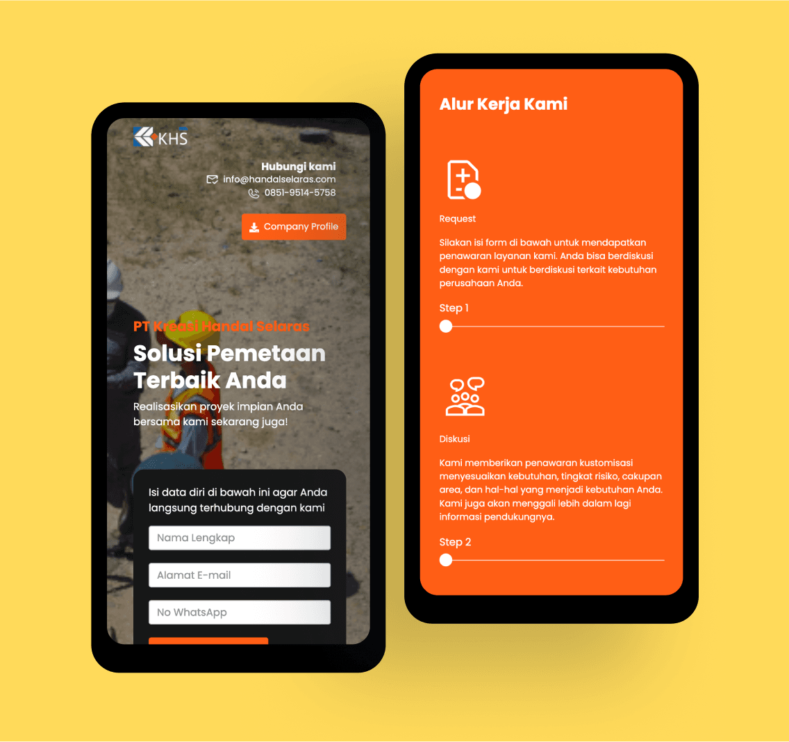 Kreasi Handal Selaras website design details and UI elements crafted by SAB
