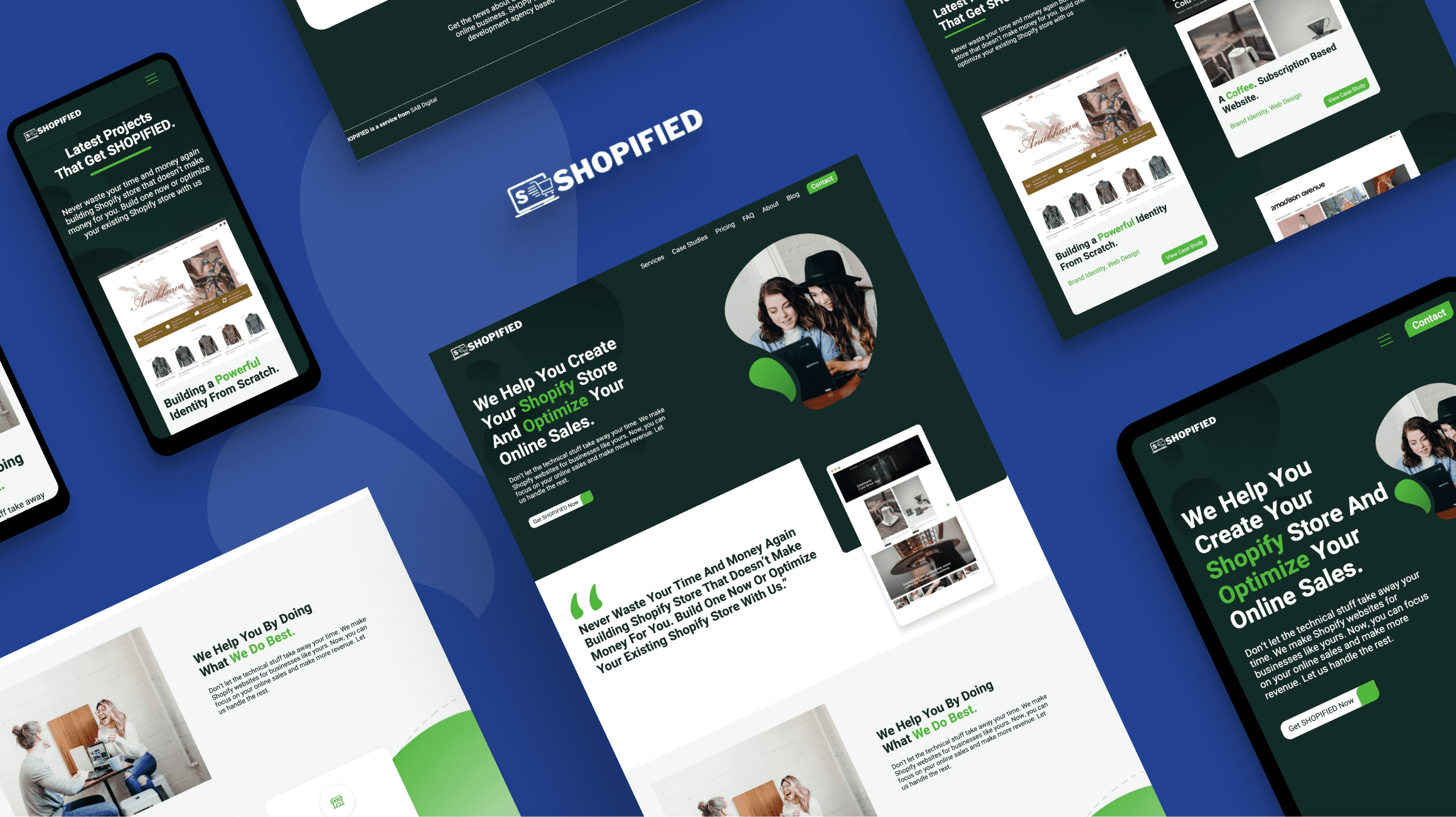 Shopified e-commerce website design transformation showing the redesigned storefront by SAB
