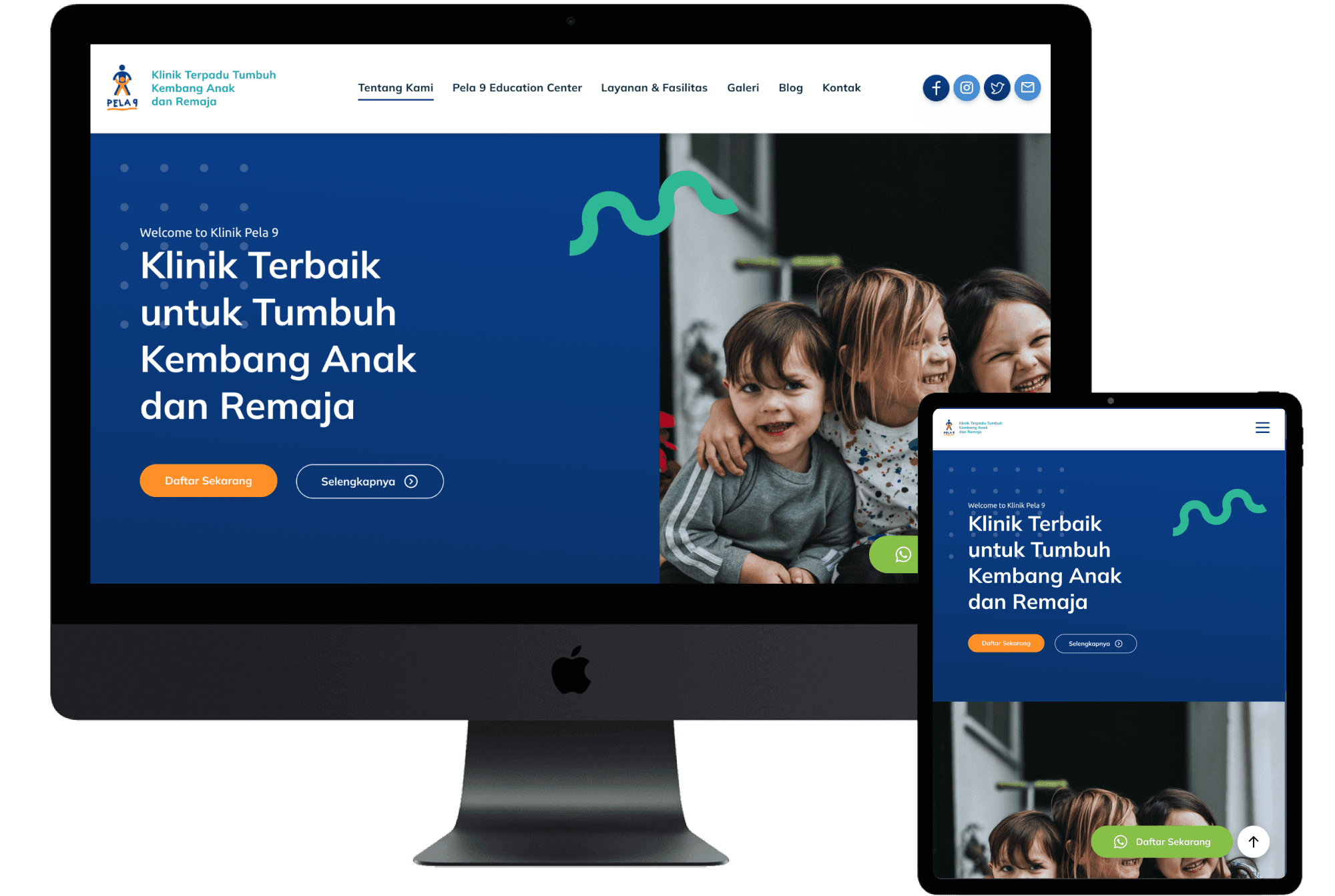 Klinik Pela 9 website homepage designed and developed by SAB Digital Marketing Agency
