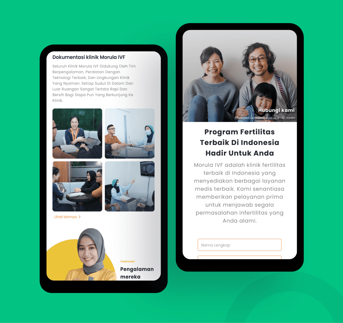 Morula IVF website design details and UI elements crafted by SAB