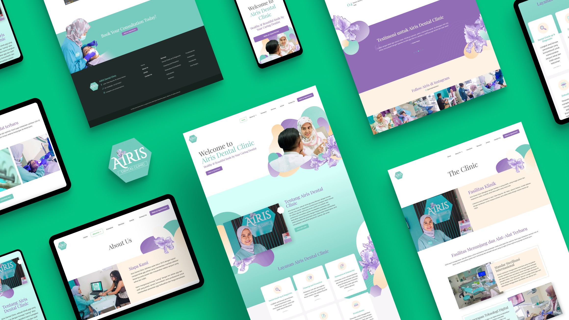 Airis Dental Clinic website design transformation by SAB showing improved layout and navigation