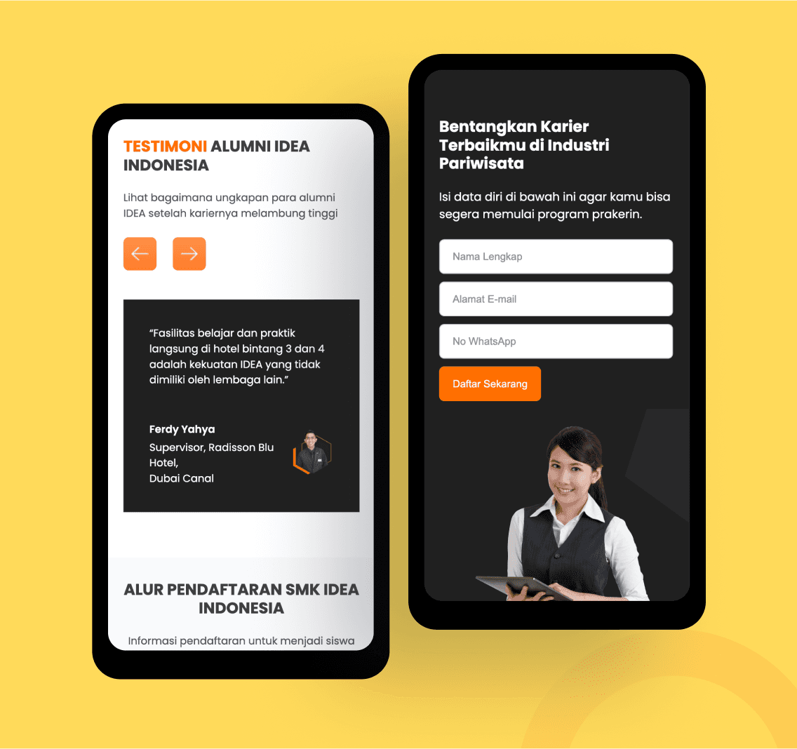 IDeA Indonesia website design details and UI elements crafted by SAB