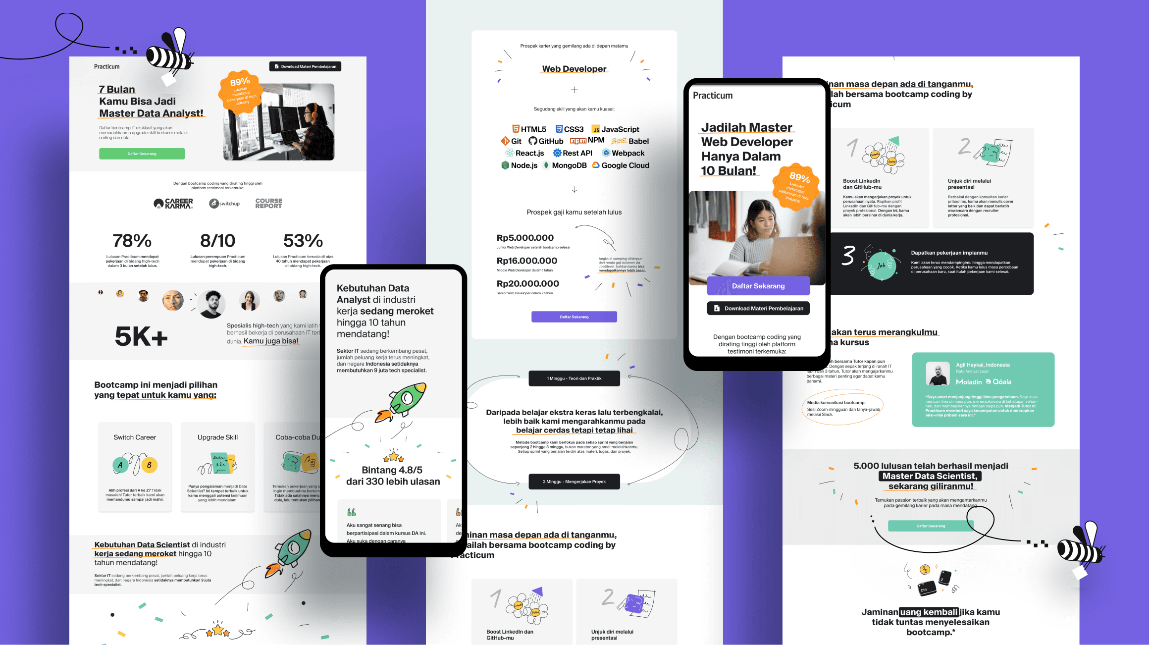 Practicum landing page content with inspirational tone and voice crafted by SAB