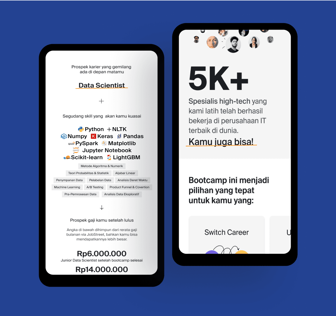 Practicum landing page interface design details crafted by SAB