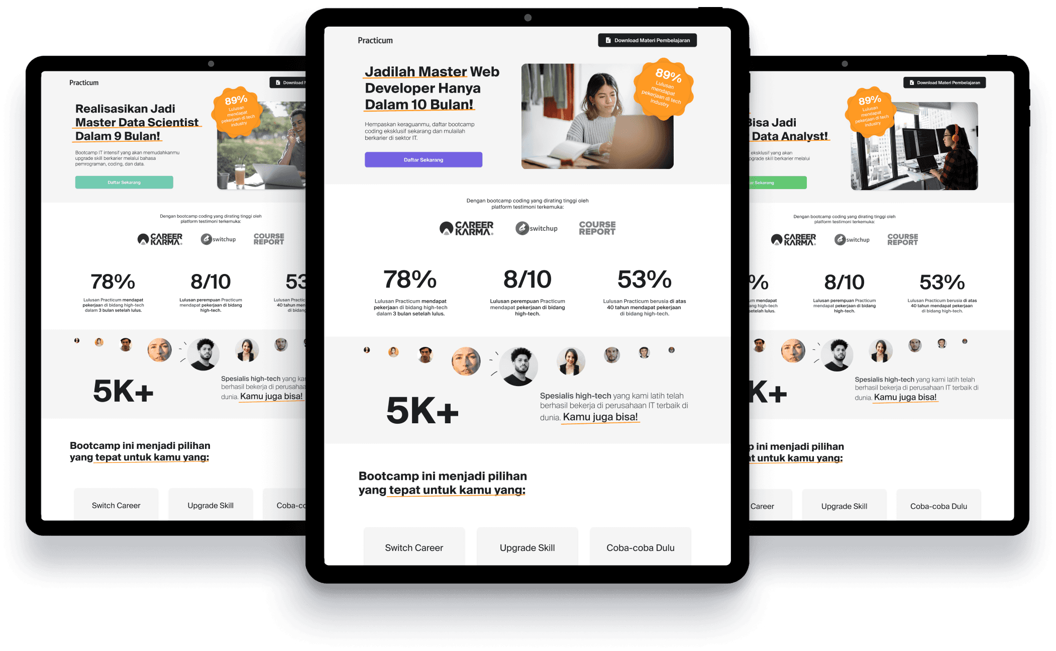 Practicum tech education landing page designed by SAB Digital Marketing Agency