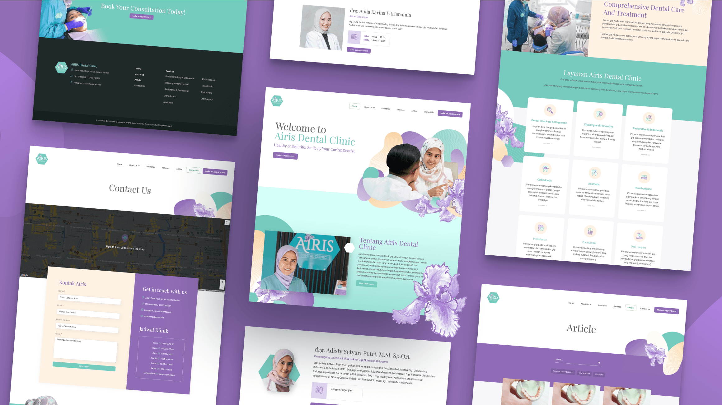 Airis Dental Clinic informative website with dental service explanations designed by SAB
