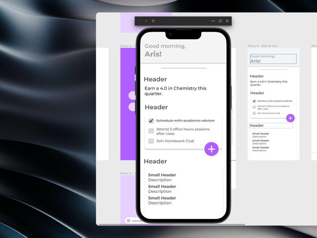 Wireframe dengan fitur interaktif