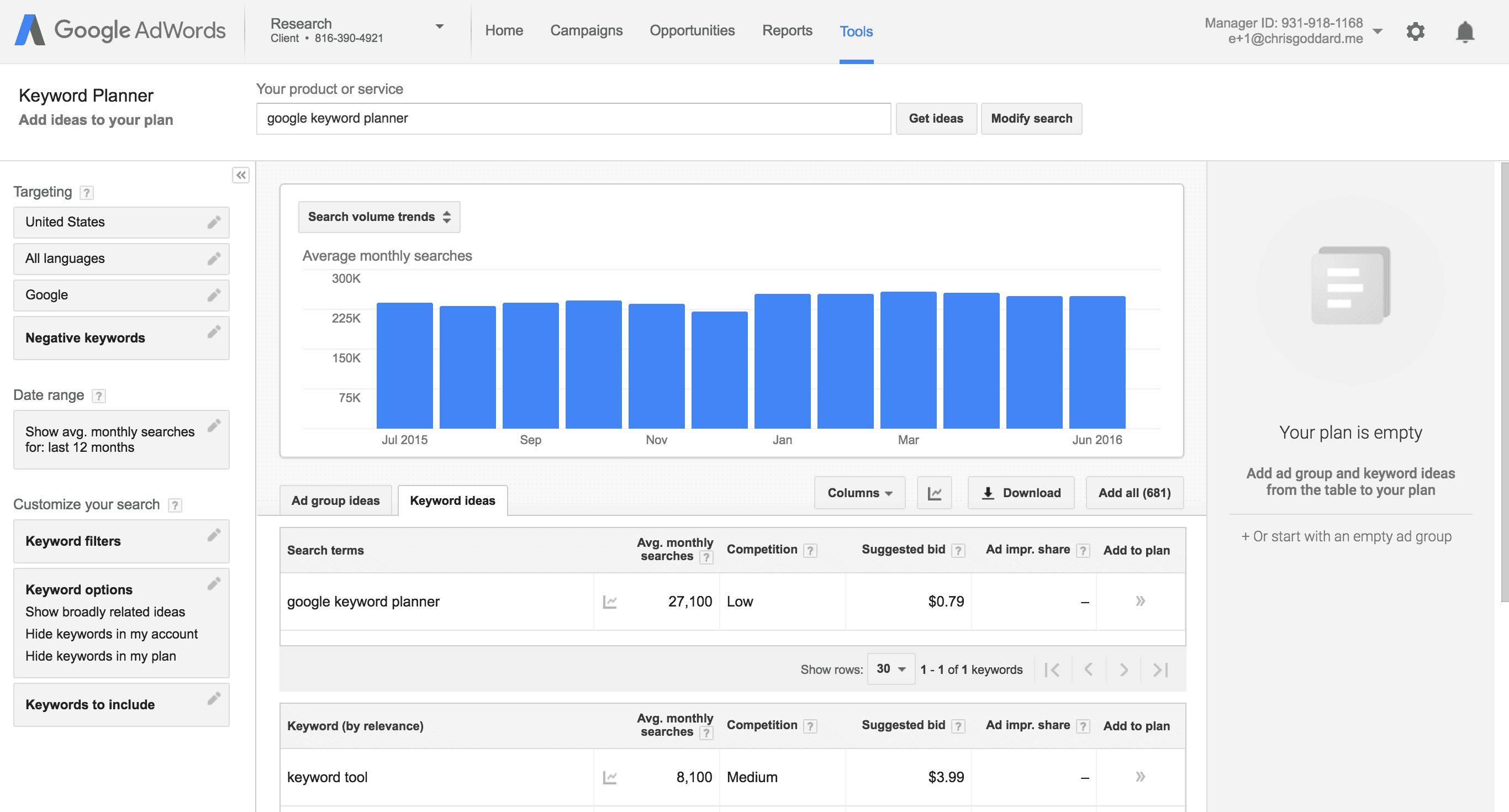 keyword planner