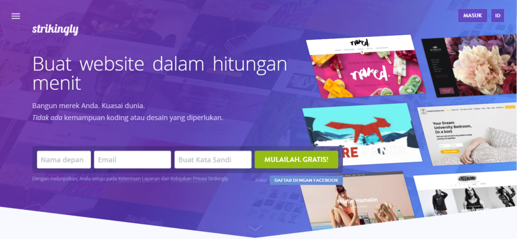 strikingly adalah situs untuk membuat landing page atau website gratis